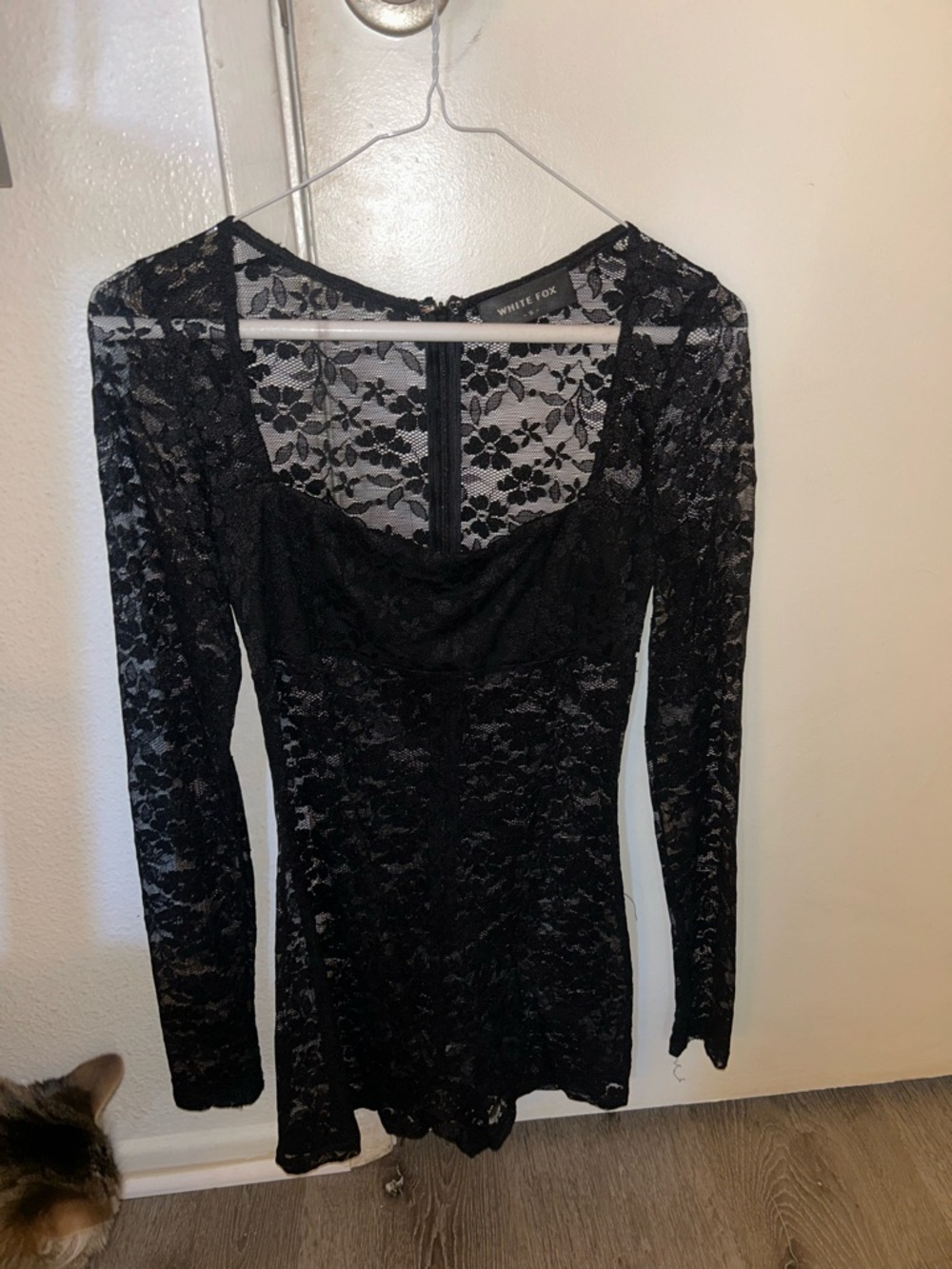 White Fox Boutique Black Lace Long Sleeve Romper